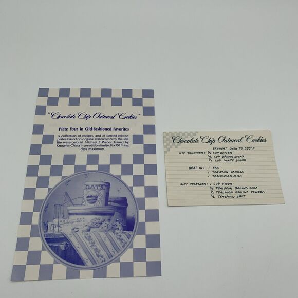 Knowles Chocolate Chip Oatmeal Cookies Collector Plate Old-Fashioned Favorites - Picture 7 of 12
